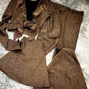 Women’s 2pc Gold Flared Out Pants Set